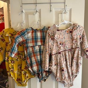Set of 3 long sleeve bubble outfits. Ruffle Butts 12-18m.